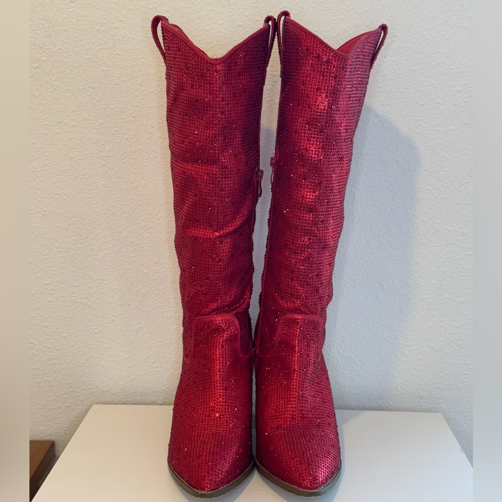 Red Sparkle Cowboy Boots